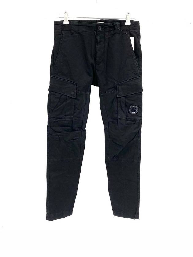 Lens Patch Stretch Satin Cargo Straight Pants Black - CP COMPANY - BALAAN 2