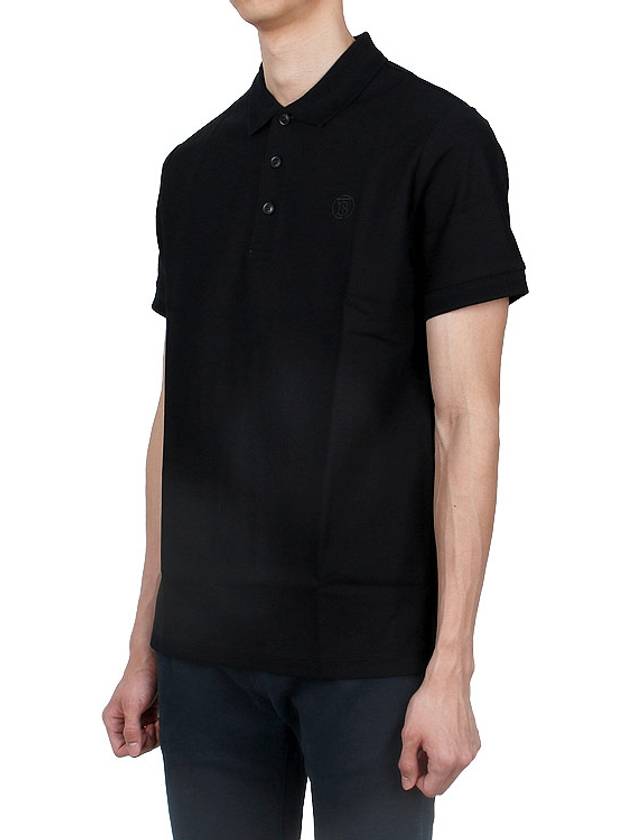 Men's Embroidered Logo Cotton Polo Shirt Black - BURBERRY - BALAAN 4