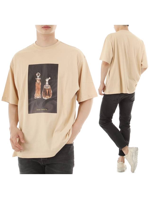 Perfume Print Oversized Fit Short Sleeve T-Shirt Beige - ACNE STUDIOS - BALAAN 2