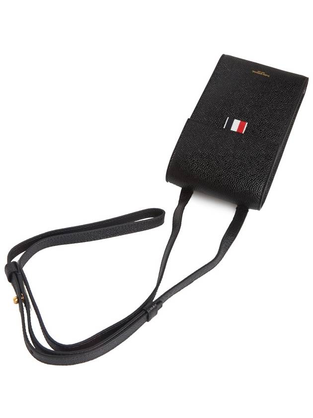 Three Stripes Strap Leather Phone Case Black - THOM BROWNE - BALAAN 5