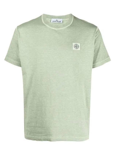 Pisato Effect Logo Patch Short Sleeve T-Shirt Green - STONE ISLAND - BALAAN 1