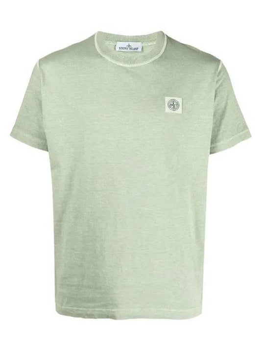 Pisato Effect Logo Patch Short Sleeve T-Shirt Green - STONE ISLAND - BALAAN 1