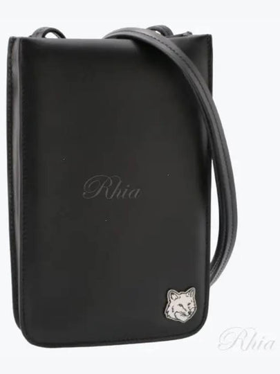 Fox Head Leather Messenger Cross Bag Black - MAISON KITSUNE - BALAAN 2