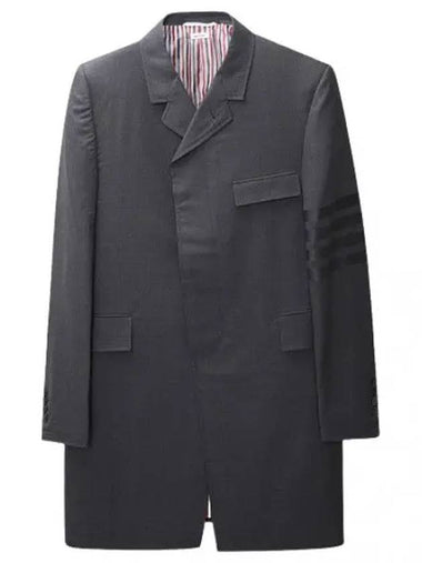 Diagonal Stripe Plain Weaving Chesterfield Overcoat - THOM BROWNE - BALAAN 1