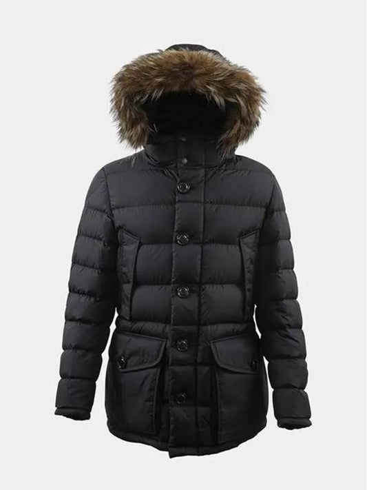 Men's Cluny Hooded Fur Short Padded Black - MONCLER - BALAAN 2