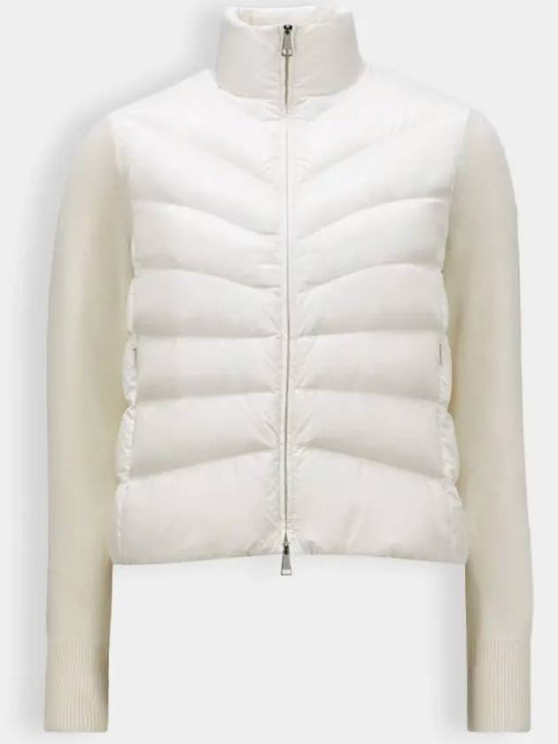 Women s Logo Patch Tricot Mix Padded Cardigan White 9B00014 M1131 030 - MONCLER - BALAAN 1