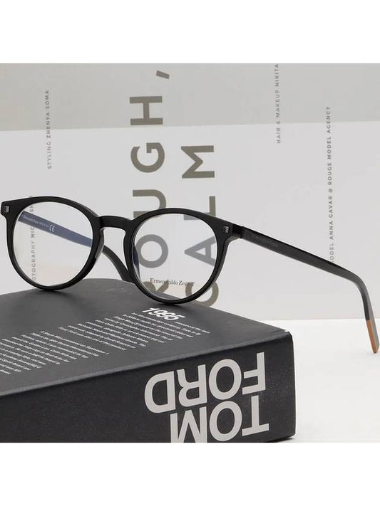 Zegna Glasses Frame EZ5214 001 Round Light Horn Frame Retro Fashion - ERMENEGILDO ZEGNA - BALAAN 2