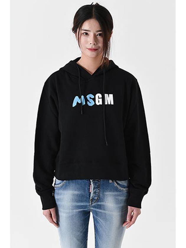 Logo Print Cropped Hoodie Black - MSGM - BALAAN 3