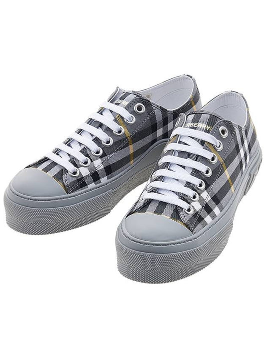 Vintage Check Cotton Low Top Sneakers Gray - BURBERRY - BALAAN.