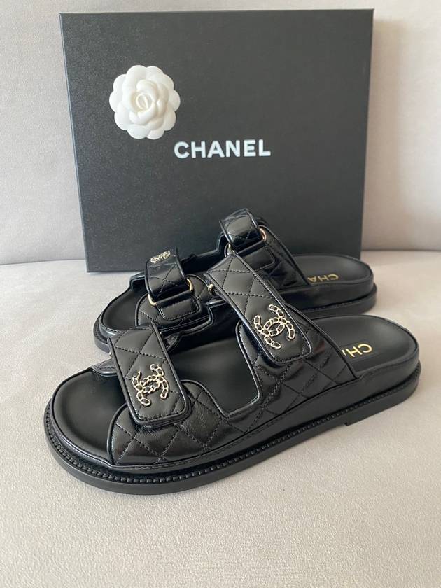 CC Logo Velcro Sandals Black - CHANEL - BALAAN 2