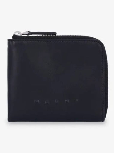 Logo Zip Around Half Wallet Black - MARNI - BALAAN 1