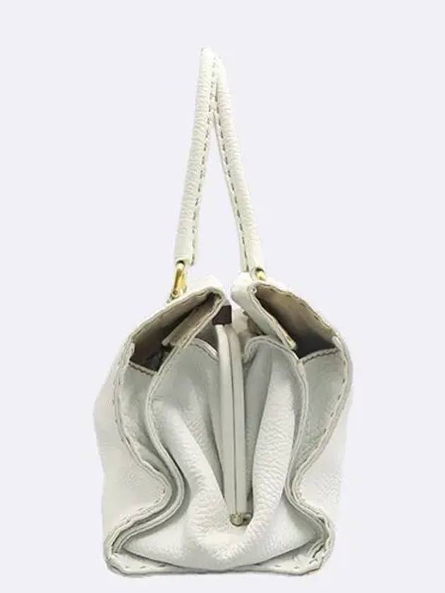 8BN218 White Leather Selleria Tote Bag - FENDI - BALAAN 3