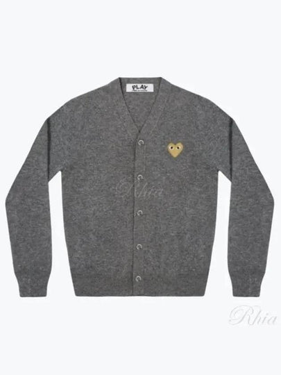 Gold Heart Wappen Wool Cardigan Grey - COMME DES GARCONS - BALAAN 2