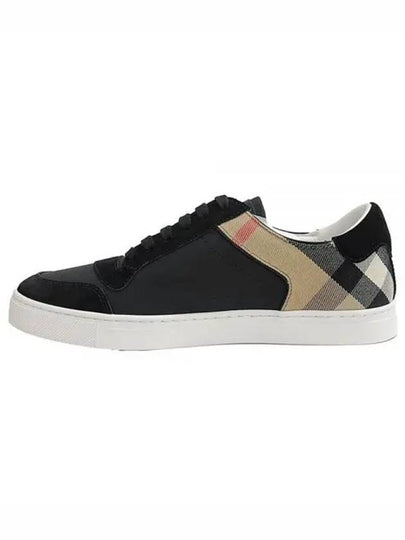 House Check Leather Suede Low Top Sneakers Black - BURBERRY - BALAAN 2