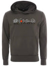 UMK0299 ANTHRACITE logo & planet print hoodie - KITON - BALAAN 2