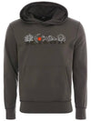 UMK0299 ANTHRACITE logo & planet print hoodie - KITON - BALAAN 1