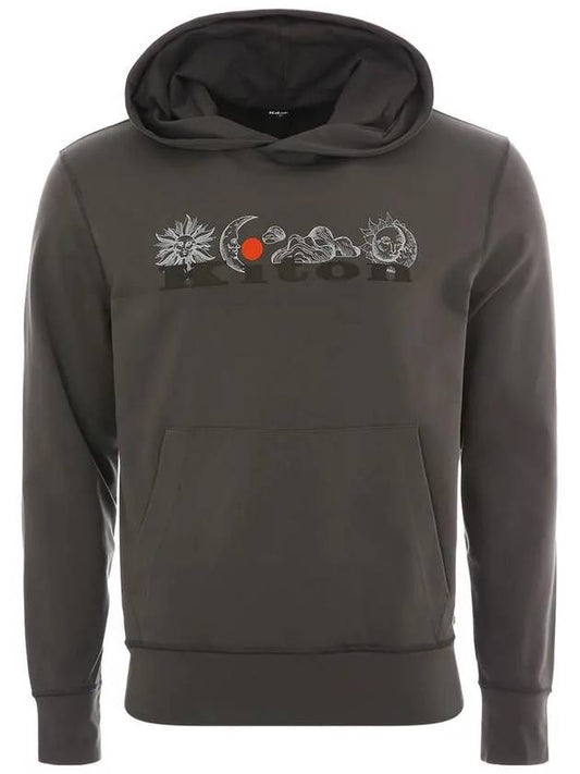UMK0299 ANTHRACITE logo & planet print hoodie - KITON - BALAAN 1