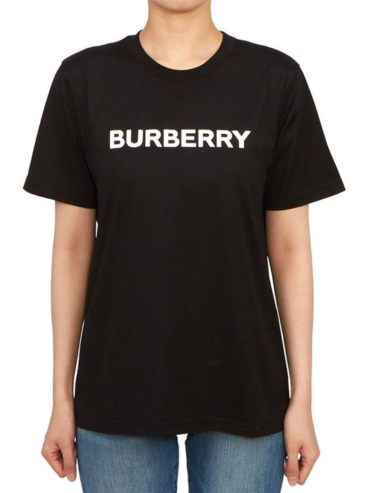 Logo Print Crew Neck Cotton Short Sleeve T-Shirt Black - BURBERRY - BALAAN 2