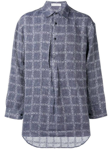 J.W ANDERSONLOGO GRID TUNIC LINEN SHIRT - JW ANDERSON - BALAAN 1