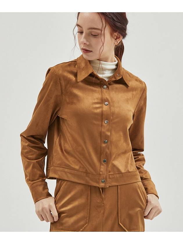 Suede Crop Shirt Camel - MANAVIS7 - BALAAN 2