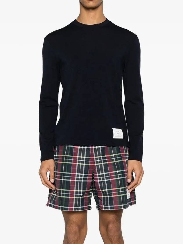 4 Bar Jersey Stretch Wool Knit Top Navy - THOM BROWNE - BALAAN 2