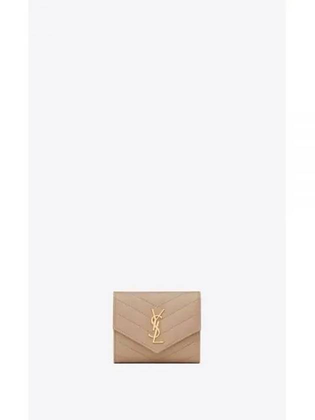 Monogram Cassandra Matelasse Half Wallet Beige - SAINT LAURENT - BALAAN 2