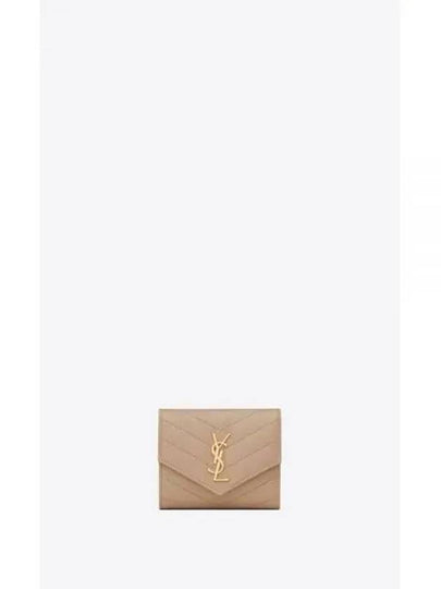 Monogram Cassandra Matelasse Half Wallet Beige - SAINT LAURENT - BALAAN 2