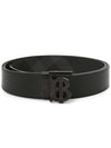 Men's Check Reversible Leather Belt Charcoal Graphite - BURBERRY - BALAAN 3