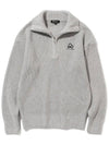 Half zip-up logo embroidery long-sleeved knit GREY - 20THHOLE - BALAAN 1