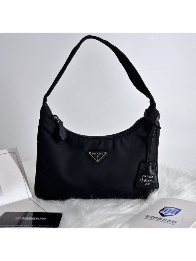 Lada Re Nylon Edition Triangle Logo Hobo Bag Tote Black 1NE515 - PRADA - BALAAN 3