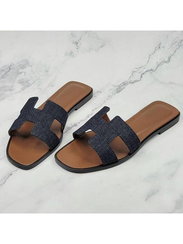 Women s Oran DENIM BLEU Sandals H211242Z - HERMES - BALAAN 1