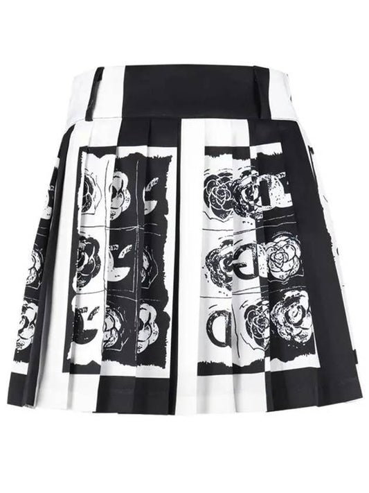 Rose Artwork Pleated Culotte Skirt GQ4M112W - LUX GOLF - BALAAN 1