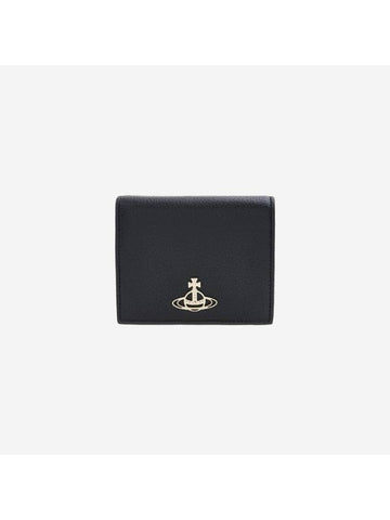 Logo Leather Half Wallet Black - VIVIENNE WESTWOOD - BALAAN 1