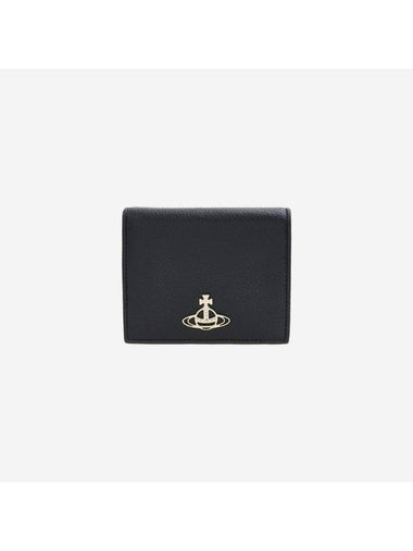 Logo Leather Half Wallet Black - VIVIENNE WESTWOOD - BALAAN 1