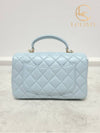 Used luxury goods Lewis It Sky blue classic new mini top handle lambskin flap bag - CHANEL - BALAAN 6