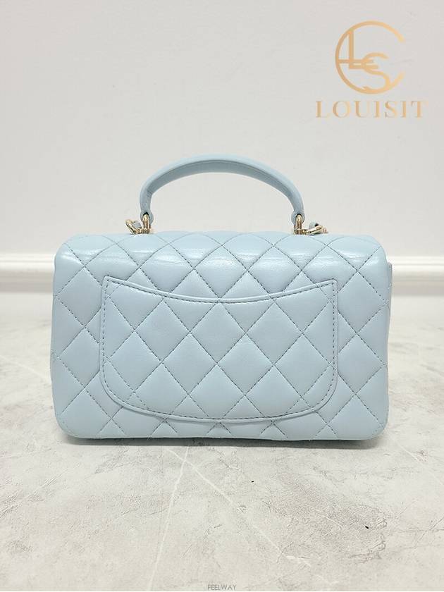 Used luxury goods Lewis It Sky blue classic new mini top handle lambskin flap bag - CHANEL - BALAAN 6