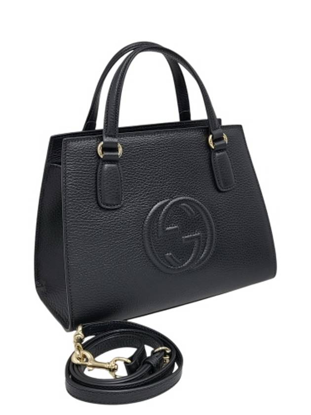 607722 Soho Top Handle Black Leather Small Tote Bag Strap - GUCCI - BALAAN 2