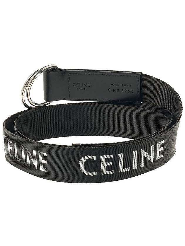 Medium Double Ring Jacquard Leather Belt Black - CELINE - BALAAN 5