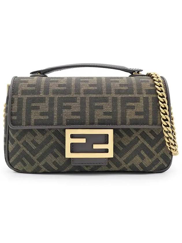 Baguette Chain FF Jacquard Medium Cross Bag Brown - FENDI - BALAAN 3