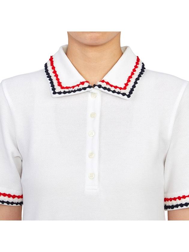 RWB Trimmed Polo Cotton Midi Dress White - THOM BROWNE - BALAAN 6