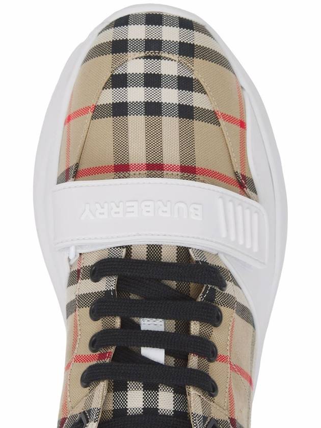 Vintage Check And Leather Sneakers White Archive Beige - BURBERRY - BALAAN 6