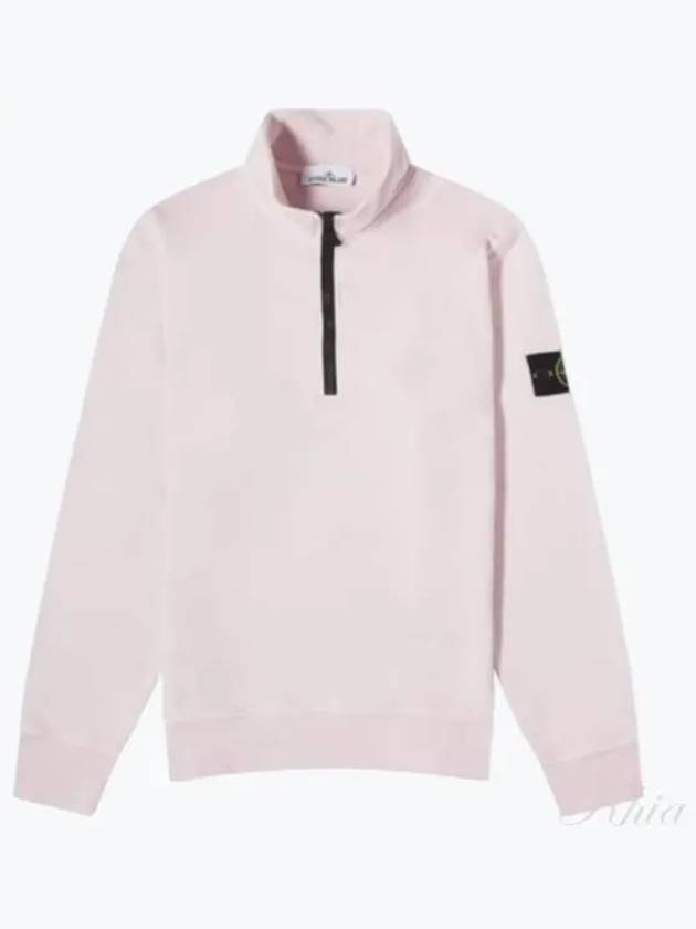 Logo Badge Half Zipper Cotton Fleece Knit Top Pink - STONE ISLAND - BALAAN 2