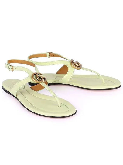 Double G Leather Flat Sandals Light Green - GUCCI - BALAAN 2