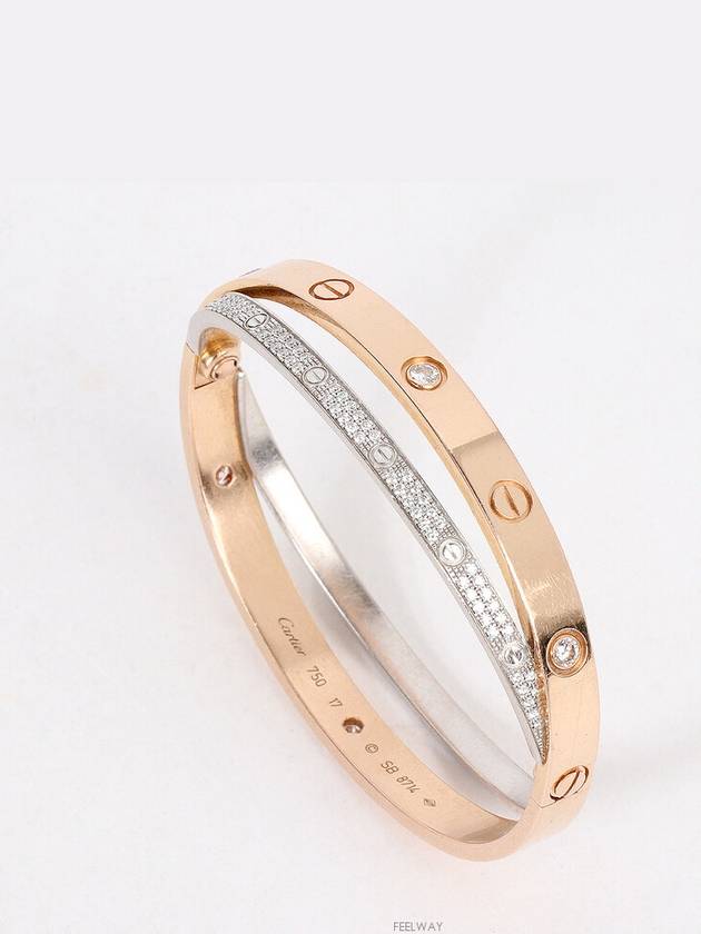 B Love Bracelet Pave Diamond Pink Gold White 17 73878 - CARTIER - BALAAN 5