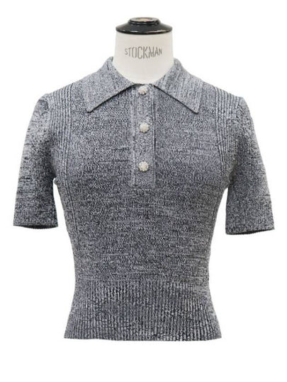 Knit Rib PK Shirt Gray Melange - GANNI - BALAAN 2