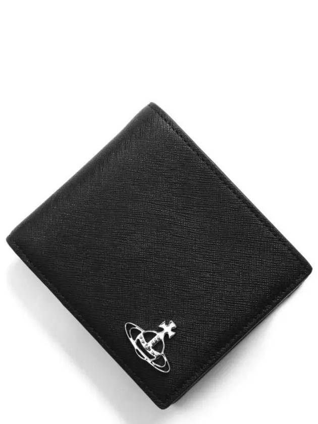 ORB Logo Plaque Leather Half Wallet Black - VIVIENNE WESTWOOD - BALAAN 2