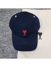 Embroidered Heart Logo Ball Cap Navy - AMI - BALAAN 4