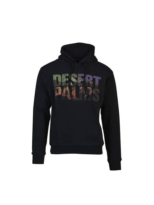 Desert Palms Print Pullover Hoodie Black - DSQUARED2 - BALAAN 1