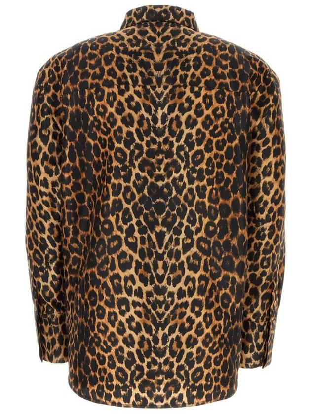 Leopard Oversized Long Sleeve Shirt Brown - SAINT LAURENT - BALAAN 3