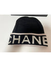 Lettering Logo Cashmere Beanie Black White Hat AAA142B - CHANEL - BALAAN 2